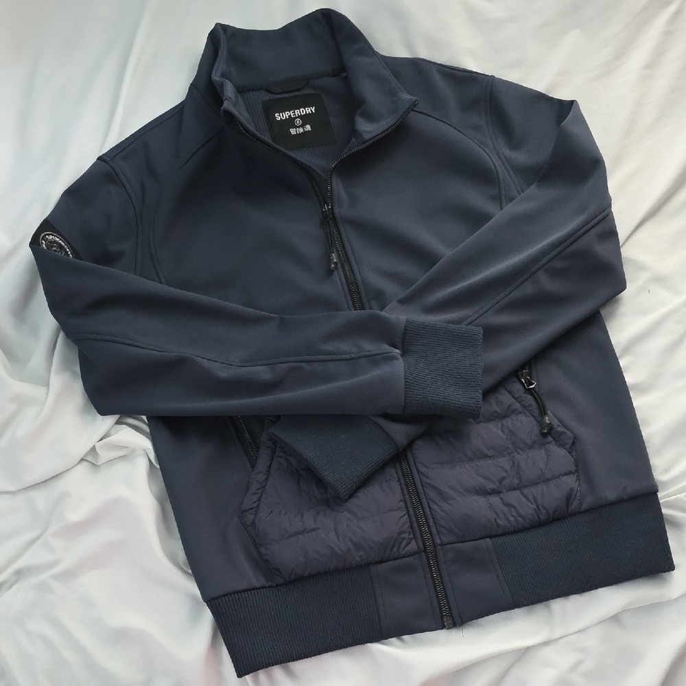 Superdry Bonded Softshll Zip-Up Jacket - Dark Blue - Size M